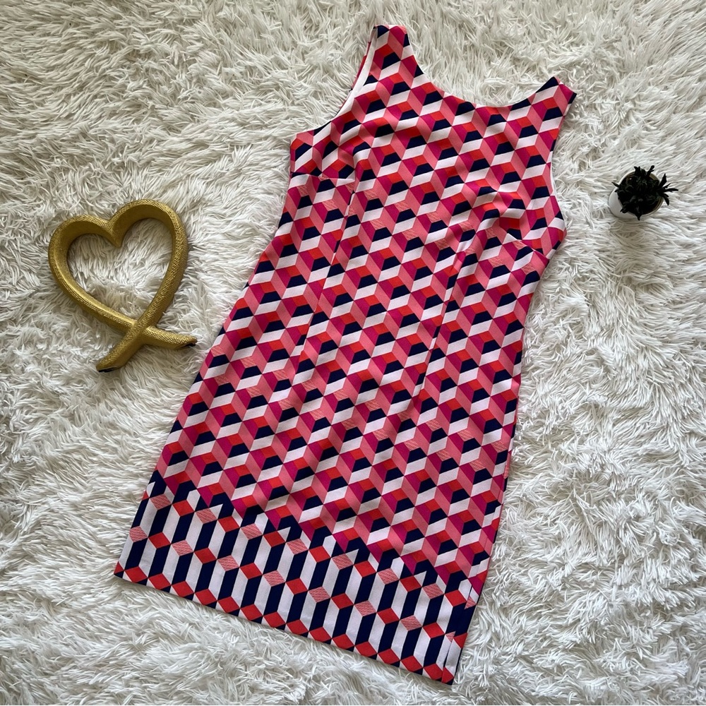 Amanda Lane Pink and Blue Geometric Dress